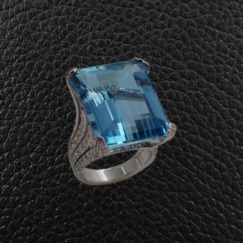 Aquamarine & Diamond Ring