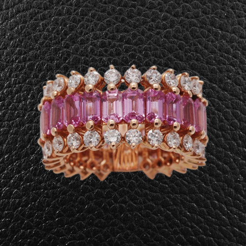 Pink Sapphire & Diamond Ring