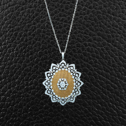 Diamond Lace Flower Pendant