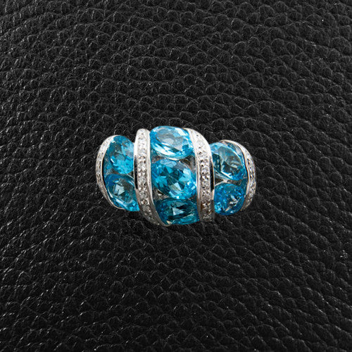 Oval Blue Topaz & Diamond Ring