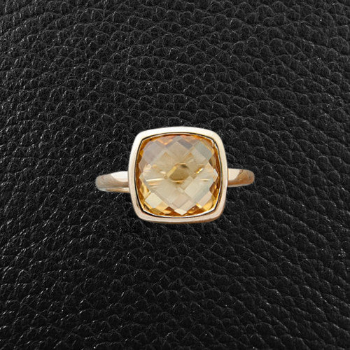 Cushion cut Citrine Ring