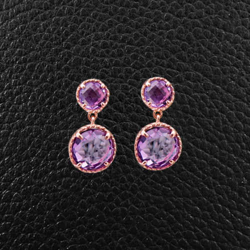 Round Amethyst Dangle Earrings