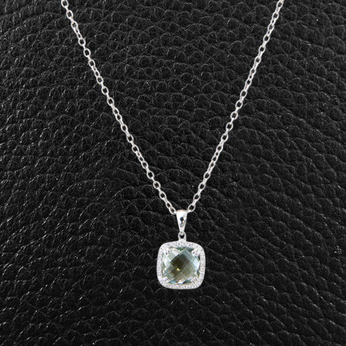 Green Amethyst & Diamond Pendant