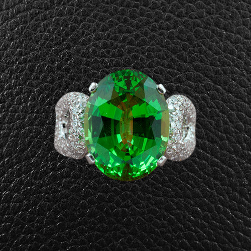 Tsavorite & Diamond Ring