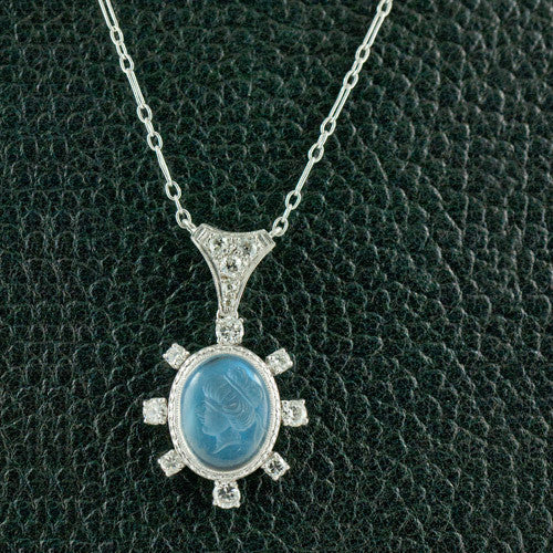 Victorian Hardstone Cameo Diamond Necklace / Brooch