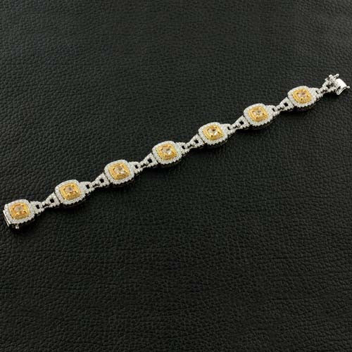 Cushion cut Yellow Diamond Bracelet