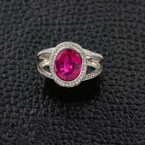 Pink Tourmaline & Diamond Ring