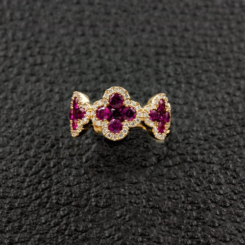 Ruby & Diamond Clover Ring