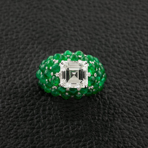 Cabochon Emerald & Diamond Ring