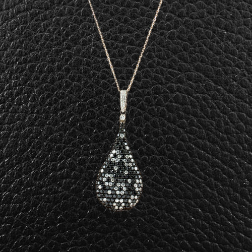 Black & White Diamond Teardrop Shaped Pendant