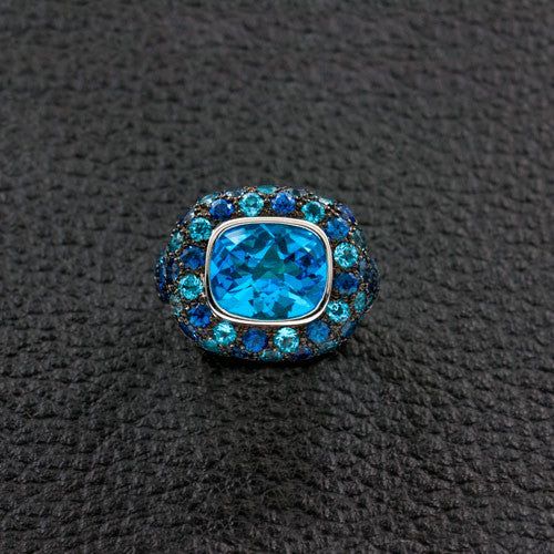 Blue Topaz & Sapphire Estate Ring