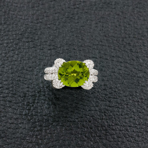 Oval Peridot & Diamond Ring