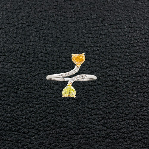 Yellow, Green & White Diamond Bypass Ring