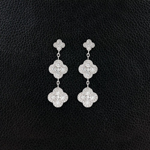 Mother of Pearl & Diamond Clover Earrings