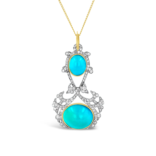 Turquoise & Diamond Estate Pendant