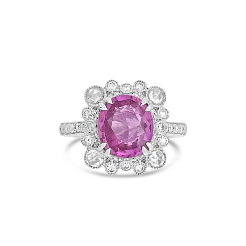 Pink Sapphire & Diamond Ring