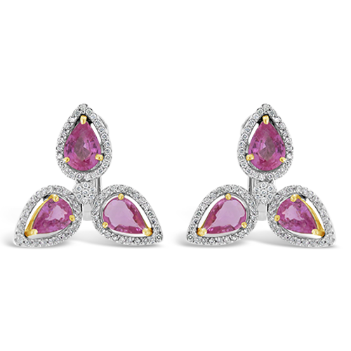 Pink Sapphire & Diamond Earrings