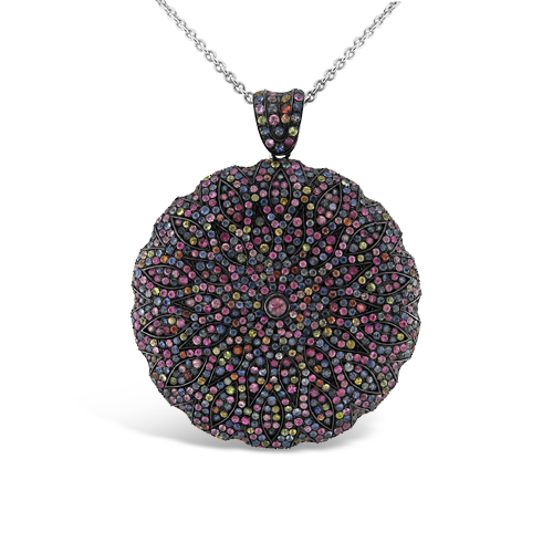 Multi-color Sapphire Disc Necklace