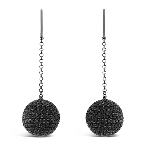 Black Spinel Ball Earrings