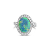 Oval Black Opal & Diamond Ring