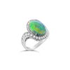 Oval Black Opal & Diamond Ring