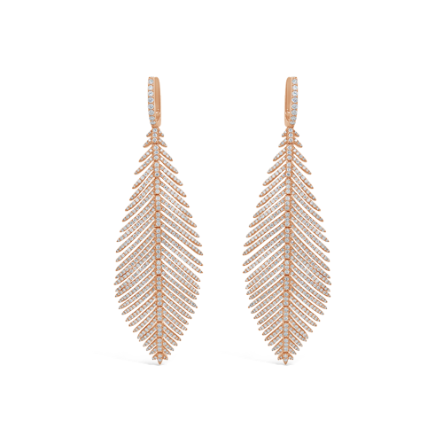 Rose Gold & Diamond Feather Earrings