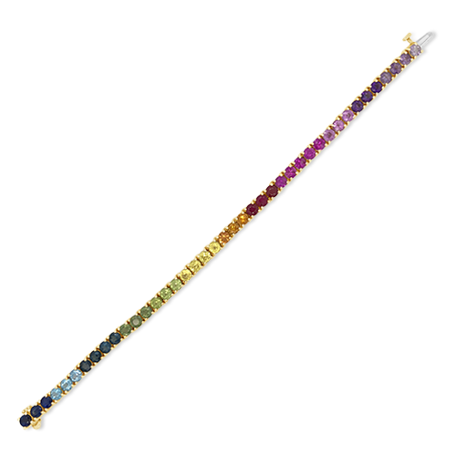 Multi-color Semiprecious Gemstone Tennis Bracelet