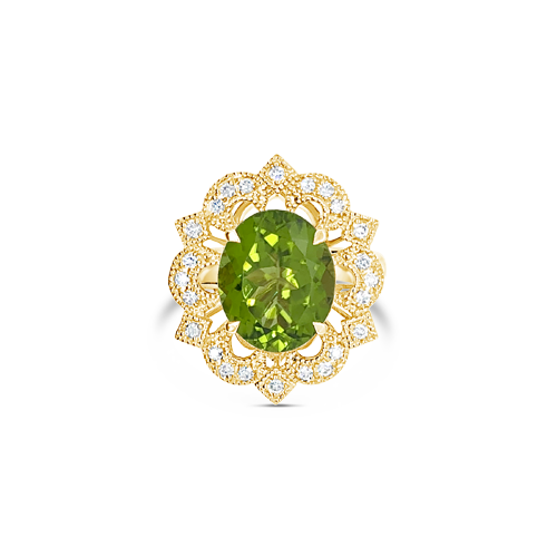 Peridot & Diamond Ring