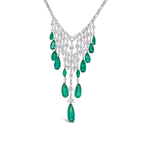 Emerald & Diamond Bib Necklace
