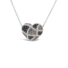 Black, Brown & White Diamond Heart Pendant