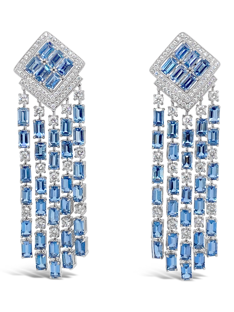 Aquamarine & Diamond Dangle Earrings