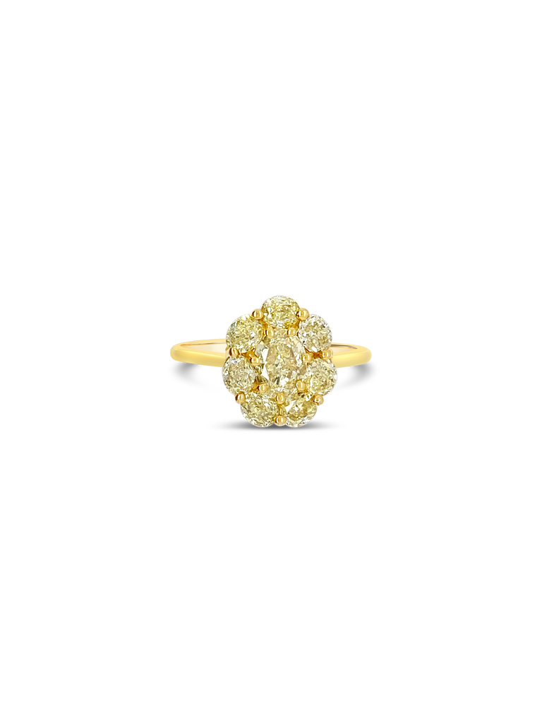 Yellow Diamond Cluster Ring