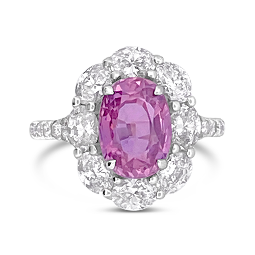 Pink Sapphire & Diamond Ring