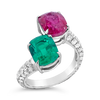 Emerald, Ruby & Diamond Bypass Ring