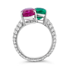 Emerald, Ruby & Diamond Bypass Ring