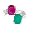 Emerald, Ruby & Diamond Bypass Ring