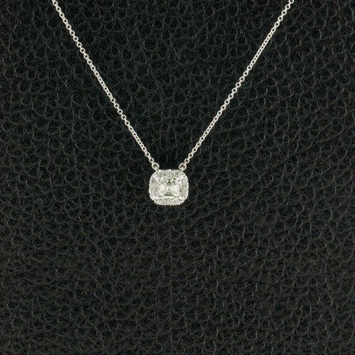 Asscher Diamond Halo Pendant